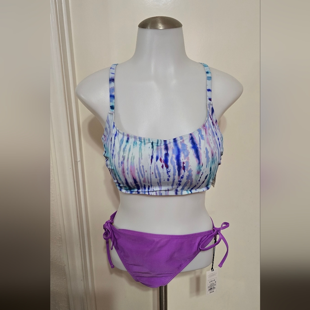 #0408 Purple and Tie-Dye Bikini Set